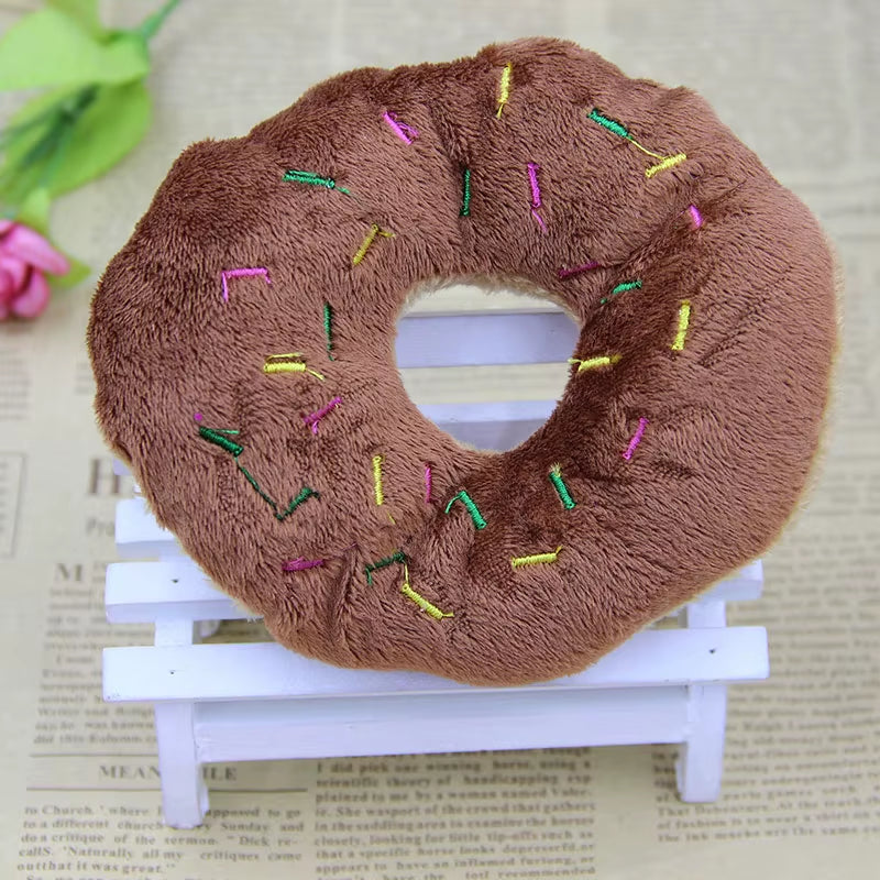 11Cm Sightly Pet Chew Cotton Donut Play Toys Lovely Pet Dog Puppy Cat Tugging Chew Squeaker Quack Sound Toy Chew Donut Play Toys